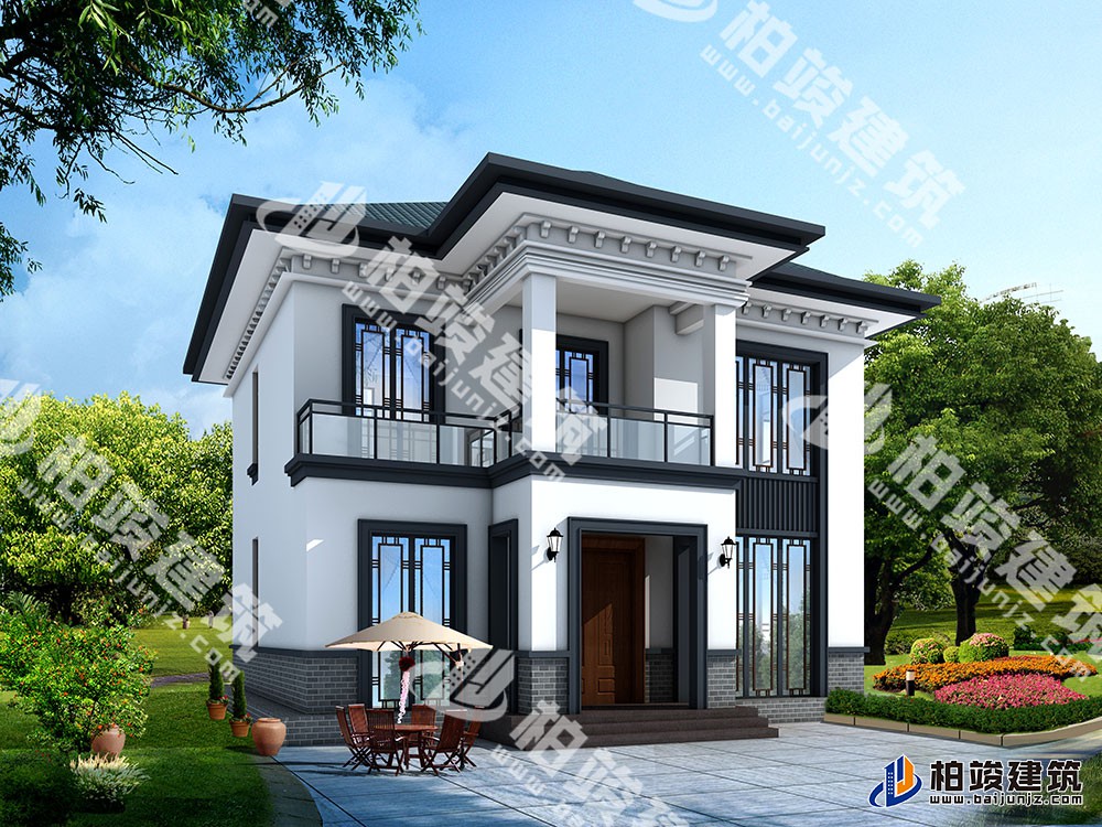 新款農(nóng)村自建二層別墅設(shè)計(jì)圖，新中式風(fēng)格，戶型布局實(shí)用