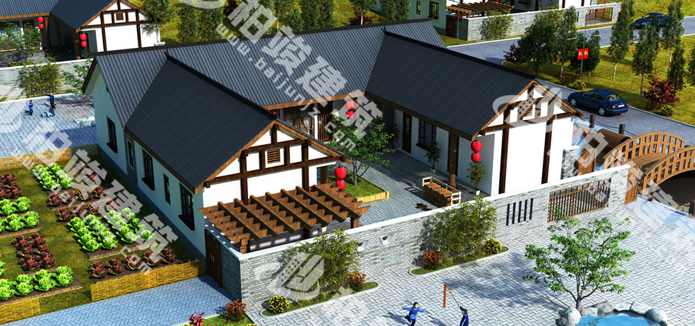 農村自建三合院設計圖，大尺度中式庭院，造價僅20萬