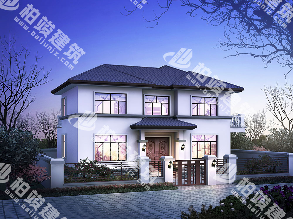 二層現代風格自建房設計圖，框架結構，大氣設計