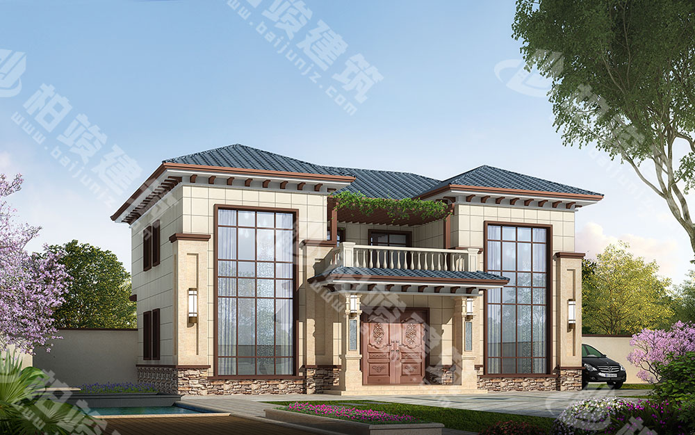 農村自建房設計圖，兩層雙拼別墅，新中式風格，空間利用率高