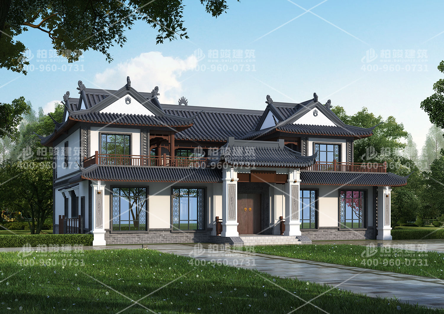 中式二層別墅設(shè)計，外觀漂亮還實(shí)用。