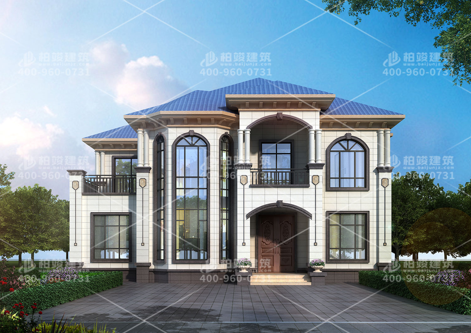 二層樓房設計，帶羅馬柱經典歐式