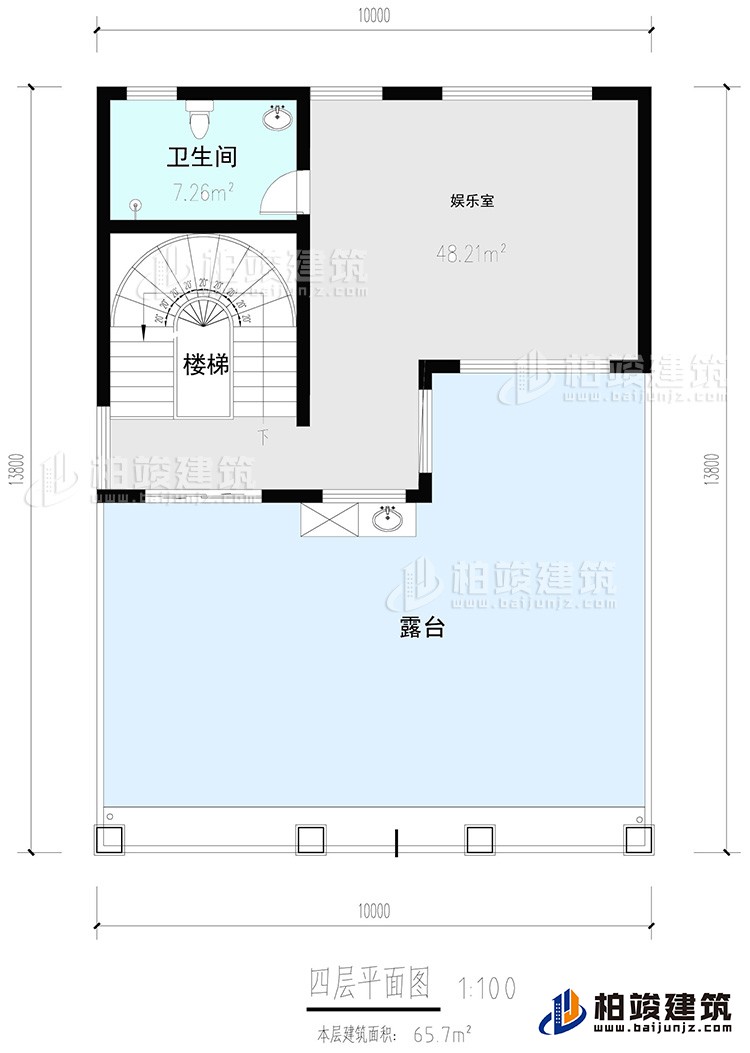四層:娛樂室，公衛(wèi)，樓梯，露臺