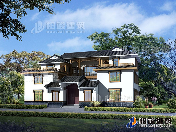 豪華新中式四合院別墅設計圖、施工圖 造價40萬BZ354-新中式風格
