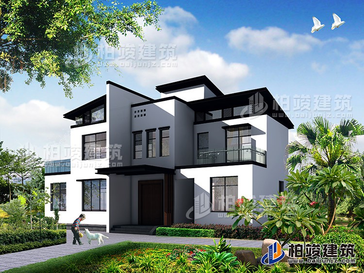 新中式二層別墅設計施工圖，占地120平米左右BZ220-新中式風格