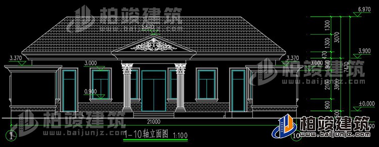 農(nóng)村蓋房設(shè)計(jì)大全一層房子的設(shè)計(jì)圖紙，帶漂亮的小院子BZ116-簡(jiǎn)歐風(fēng)格