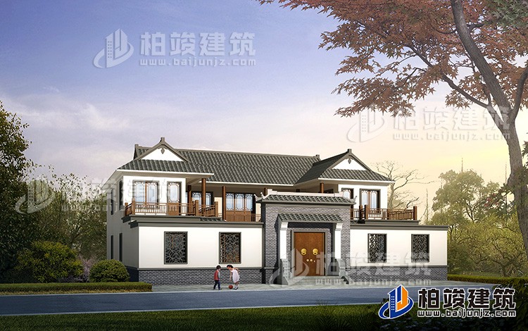 中式四合院別墅設(shè)計圖占地400平方BZ2519-新中式風(fēng)格