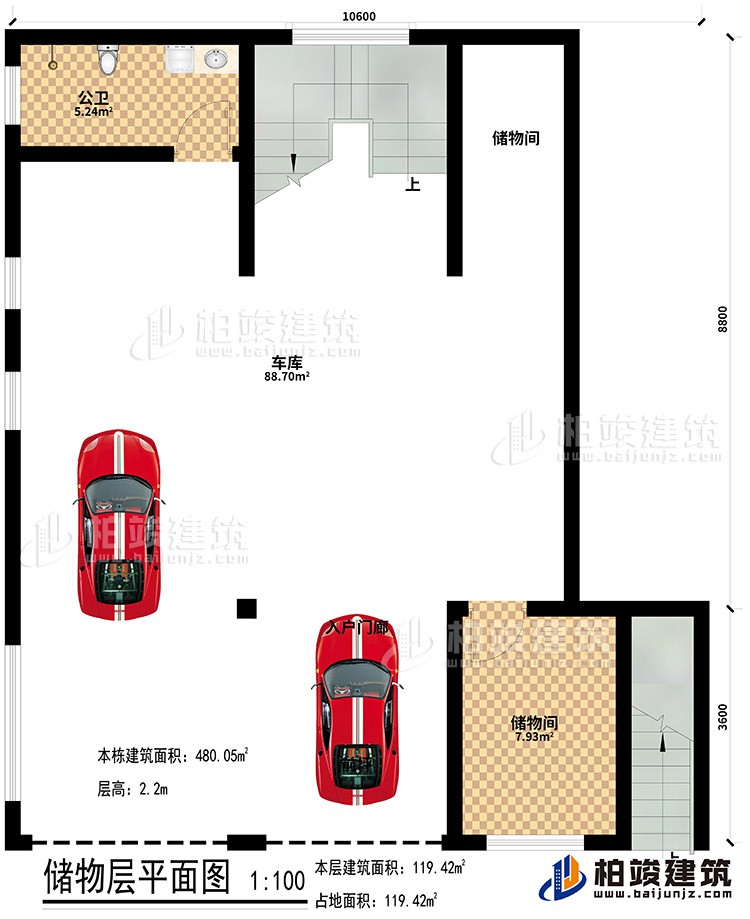 地下室：2儲物間、公衛、車庫
