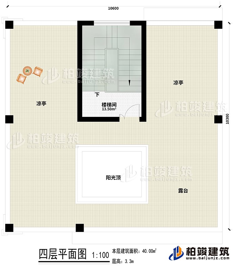 四層：樓梯間、2涼亭、露臺、陽光頂