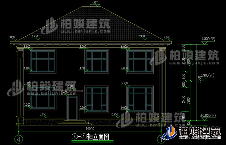 二層中式農村自建房別墅全套BZ2751-新中式風格